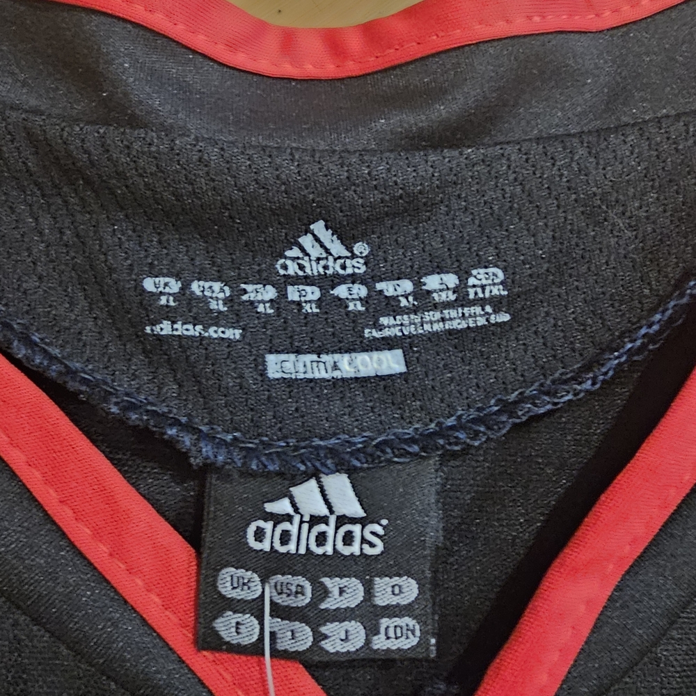 Adidas Black Jersey with Red Trim and Green Detail Vintage - Picture 4 of 9